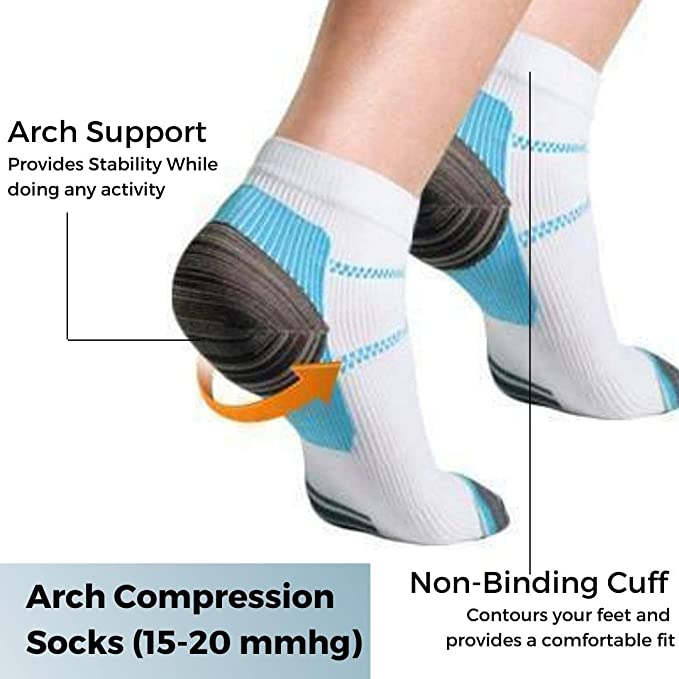 6 Pair Pro Ankle Compression Socks - Omega Walk - socks-4-small