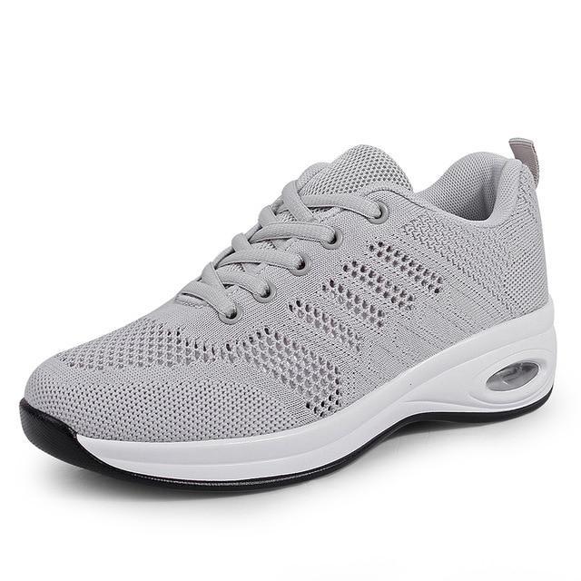 Women's Comfortable Platform Walking Sneakers - Omega Walk - M135-GREY-35